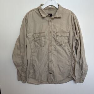 American Outdoorsman Men's Large Khaki Long Sleeve Shirt Button Up Pockets